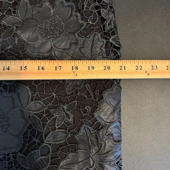 Vince Camuto Black Laser Cut Faux Leather Floral Lace Sheath Dress, Size 12 - Picture 12 of 12